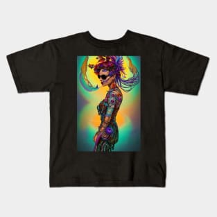 GODDESS RAVE PSYCHEDELIC GIRL Kids T-Shirt